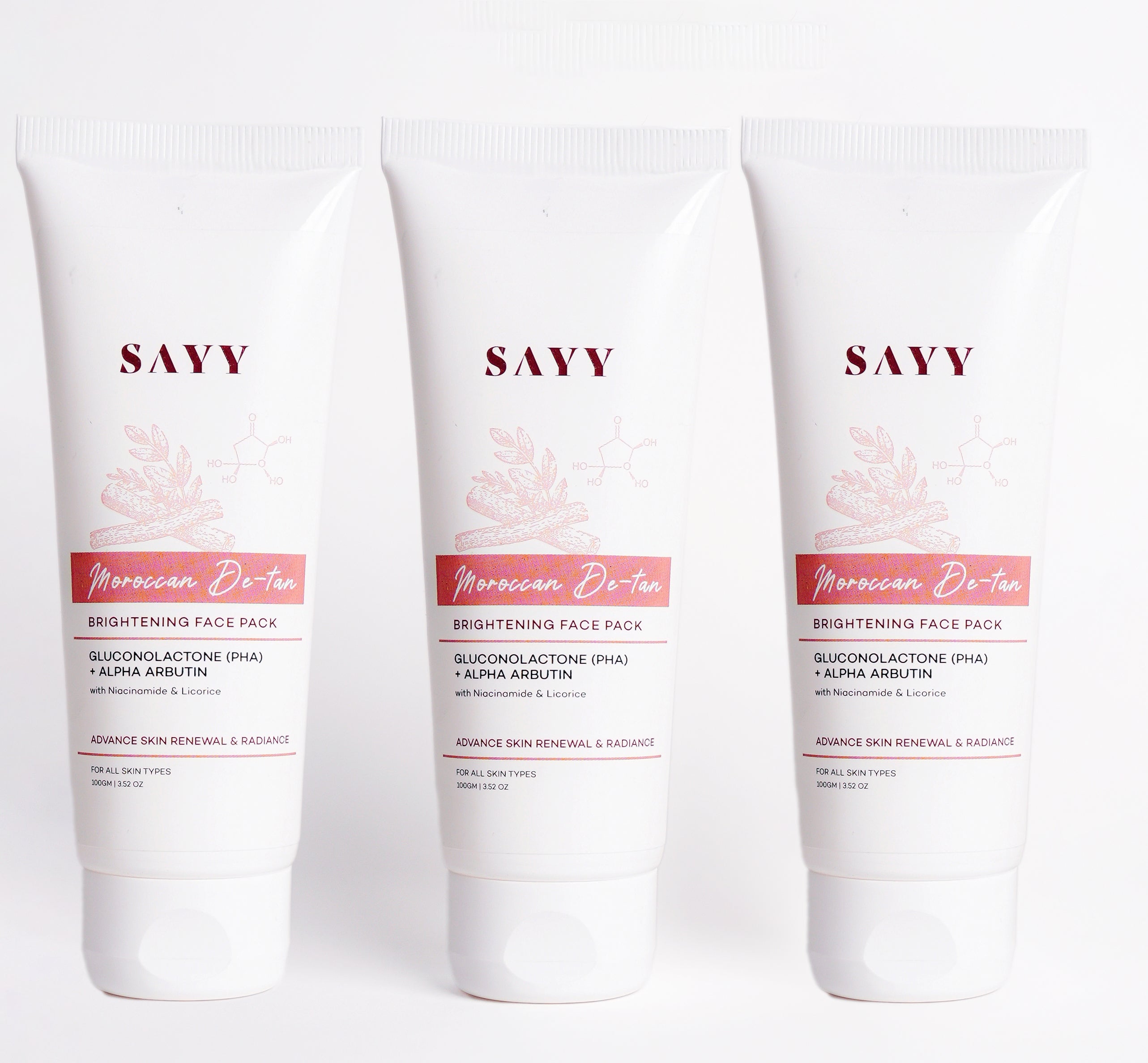 SAYY Moroccan De-Tan Brightening Face Pack (set of 3) – Sayy