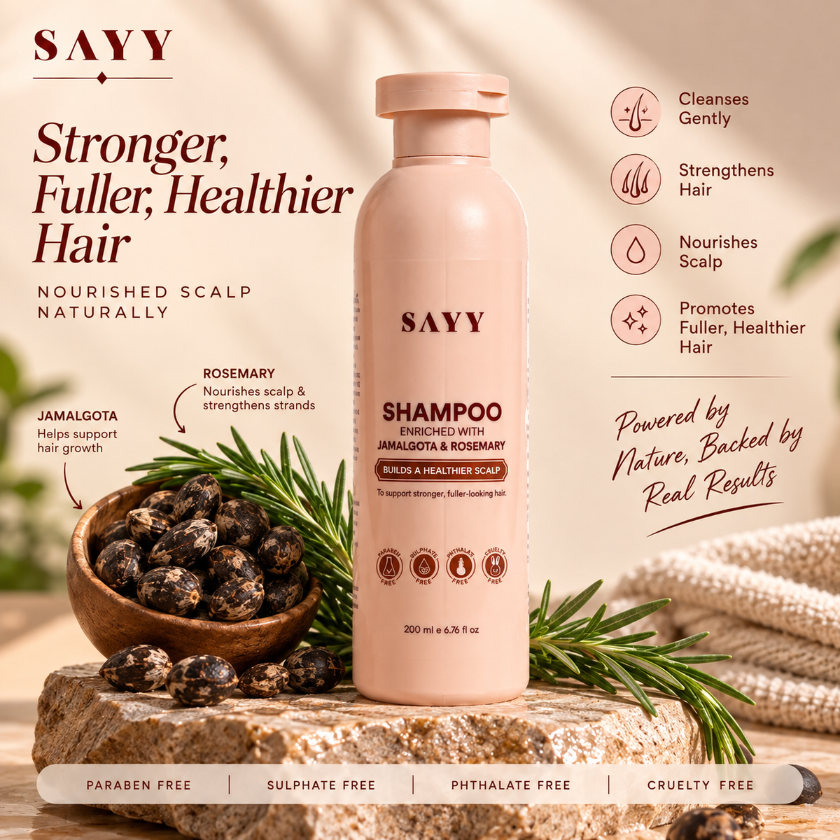 SAYY Shampoo – Enriched with Jamalgota & Rosemary