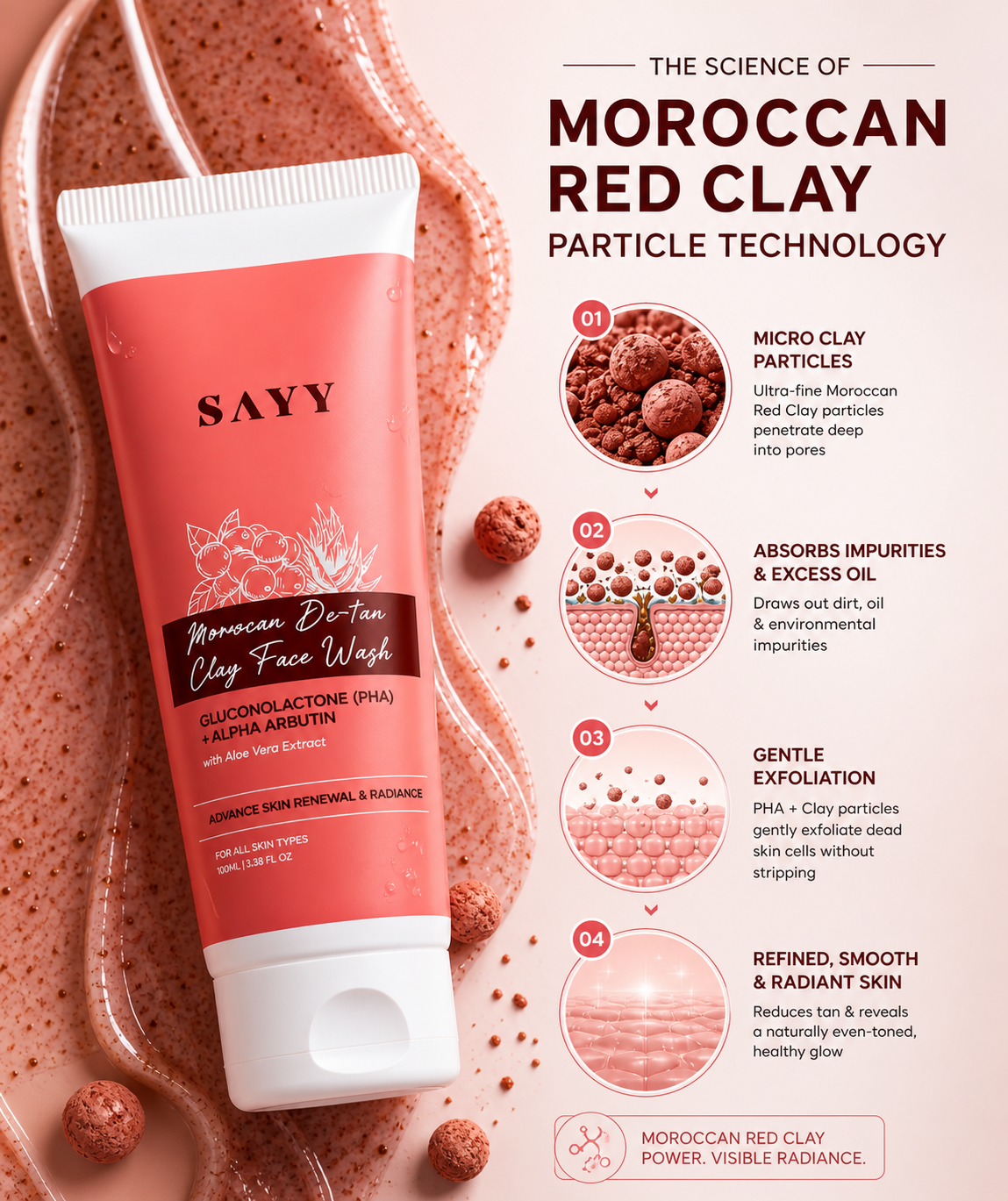 SAYY Moroccan De-Tan Clay Face Wash