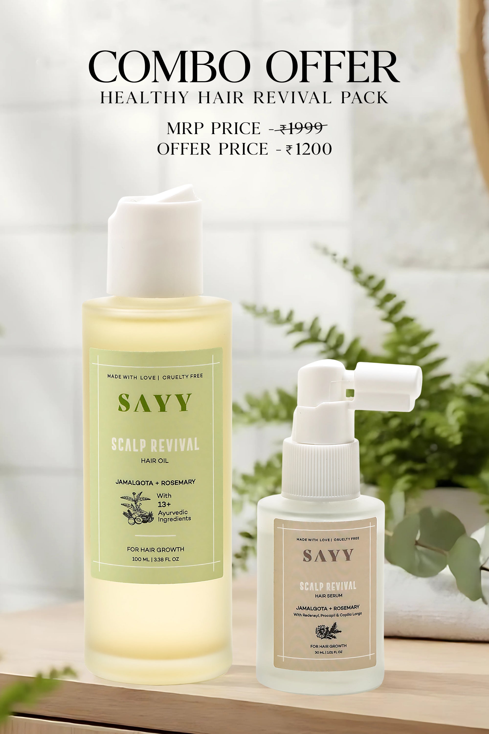 SAYY Hair Strength & Regrowth Combo – Nourishing Oil + Advanced Hair Serum